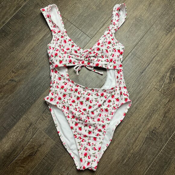 Xhilaration Floral Cut Out One Piece Swim Suit ((size small)) - Picture 1 of 4